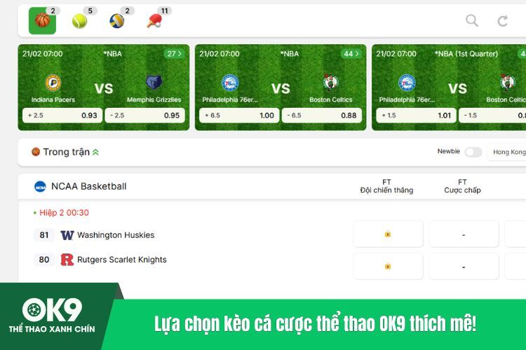 Lựa chọn kèo cá cược thể thao OK9 thích mê!